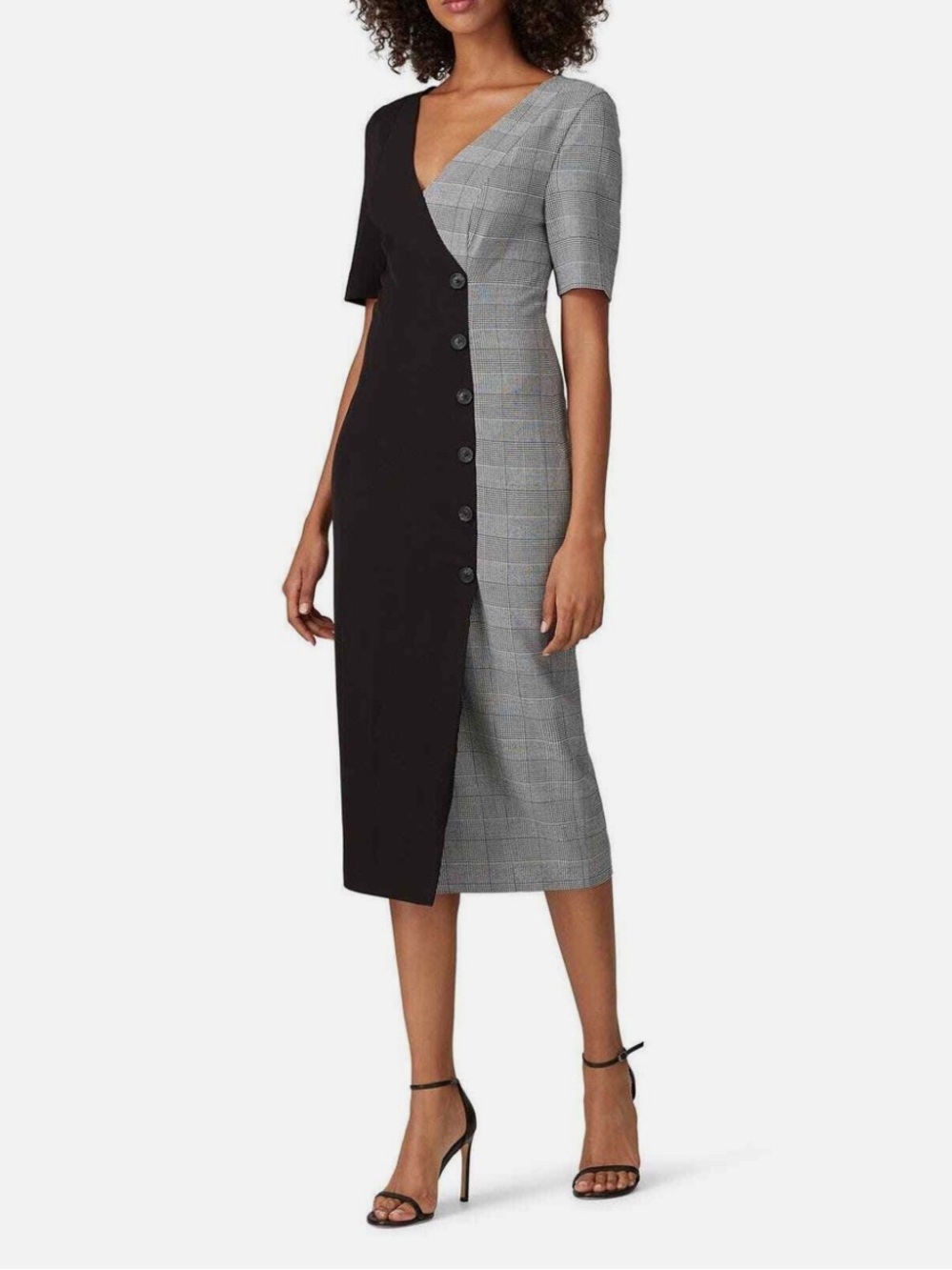 Fame and Partners Everly Black and Gray Plaid sheath Dress